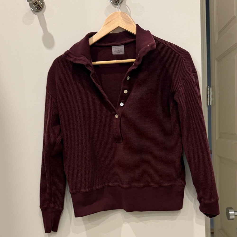 Negative Underwear Burgundy waffle Button-Up
